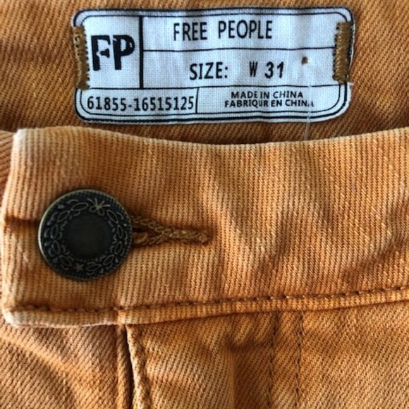 Free People NWT pastel coral mustard color stretch Bell Bottoms - Picture 2 of 6